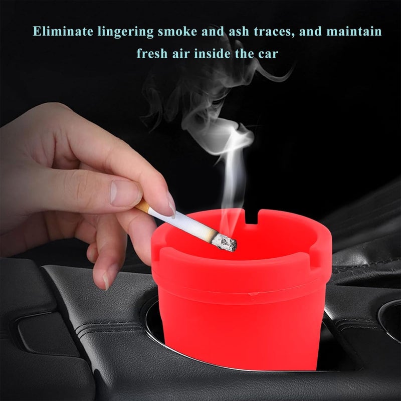 NYTKL Car Ashtray, Plastic Portable Smokeless Self-Extinguishing Vehicle Cigarette Trash Can Ash Tray, Universal Windproof Butt Bucket Ash Holder Organizer for Car Cup Holder (2 PCS Red) - Image 4